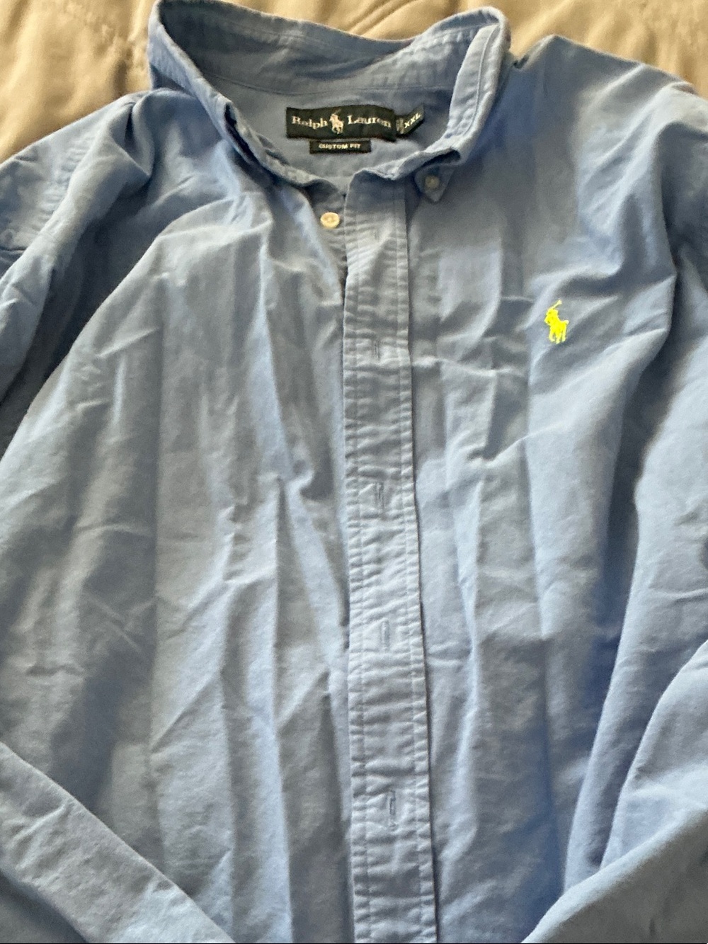 Ralph Lauren Light Blue Button-Down Shirt with Neon Yellow Pony XXL